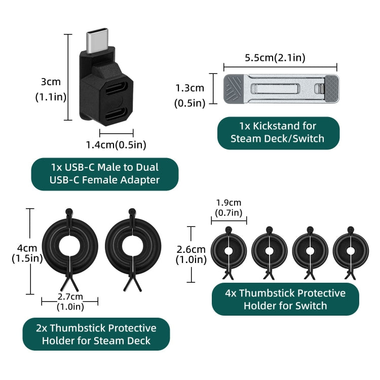 JYS JYS-SD015 8pcs/set Raptor Protective Kit With Bracket For Switch / Switch OLED / Switch Lite / Steam Deck(Black) - Cases by JYS | Online Shopping UK | buy2fix