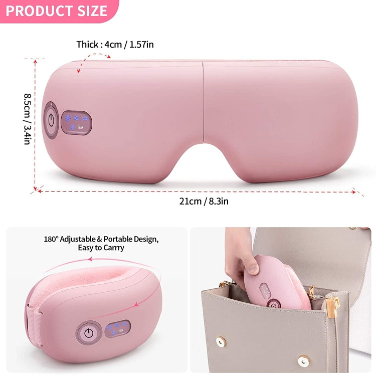 Bluetooth Rechargeable Eye Massager With Heat, Air Pressure And Vibration Massage(Pink) - Massage & Relaxation by buy2fix | Online Shopping UK | buy2fix