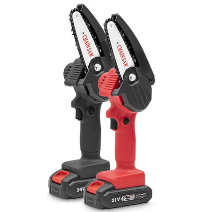 HILDA Rechargeable Cordless Mini Electrical Chain Saw Logging Tools Plastic Package, Model: US Plug With 1 Battery Red - Electric Saws & Accessories by HILDA | Online Shopping UK | buy2fix