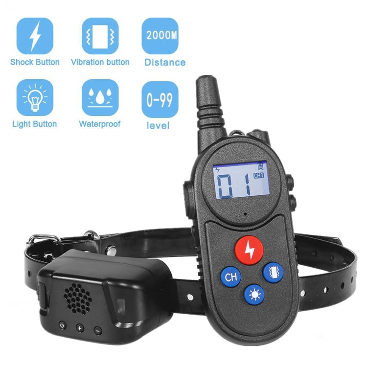 1000m Remote Control Intercom Dog Trainer Electric Shock Vibration Stop Barker(Black) - Training Aids by buy2fix | Online Shopping UK | buy2fix