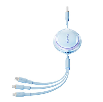 ROMOSS CB258L 6A 3-In-1 Telescopic Data Charging Cable USB-A To Type-C & 8 Pin & Micro Wire 1.1m (Blue) - Multifunction Cable by ROMOSS | Online Shopping UK | buy2fix