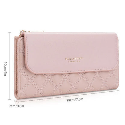 Baellerry N2403 Ladies Long Wallet with Multiple Card Slots Large Capacity Tri-fold Clutch Bag, Color: Pink - Wallets by Baellerry | Online Shopping UK | buy2fix