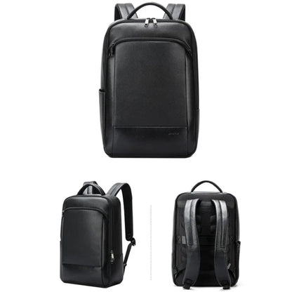 Bopai 61-123311 Large-Capacity First-Layer Cowhide Business Laptop Backpack(Black) - Backpack by Bopai | Online Shopping UK | buy2fix