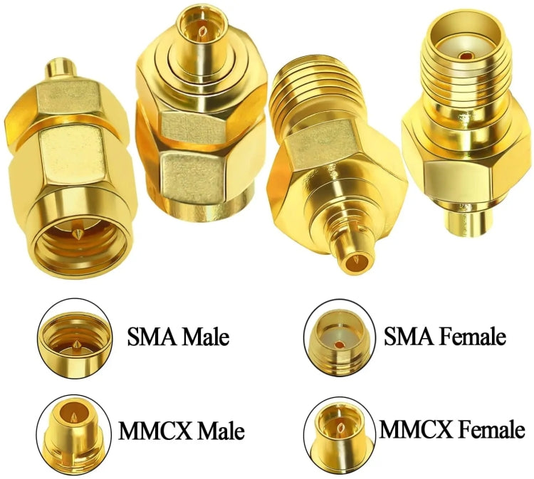 SMA Male To MMCX Female Coaxial Adapter Kit Brass Coaxial Connector RF Antenna Adapter - DVB-T & Simulation Antenna by buy2fix | Online Shopping UK | buy2fix
