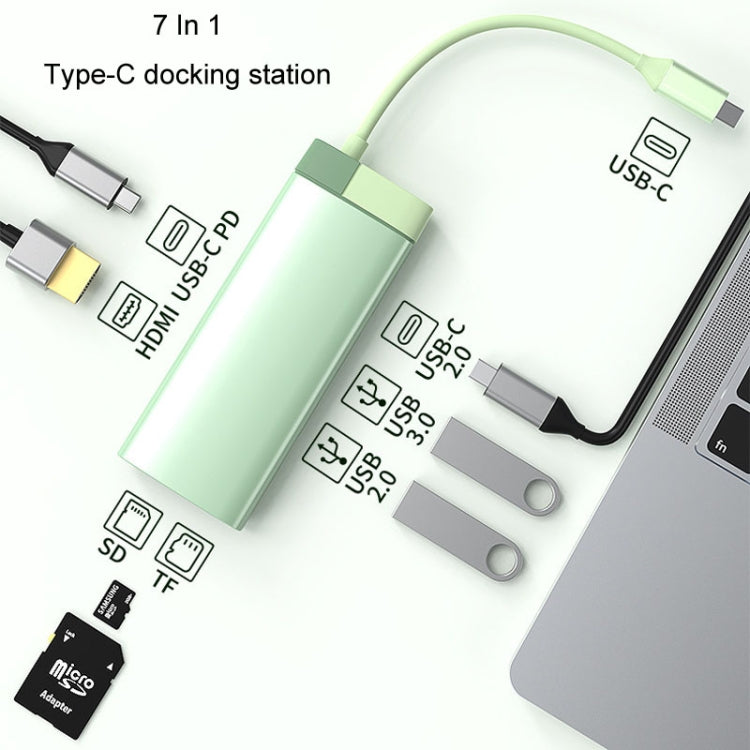 BS7A 7 In 1 Type-C Docking Station Multi-Function USB Hub Docking Station Converter(Pink) - USB HUB by buy2fix | Online Shopping UK | buy2fix