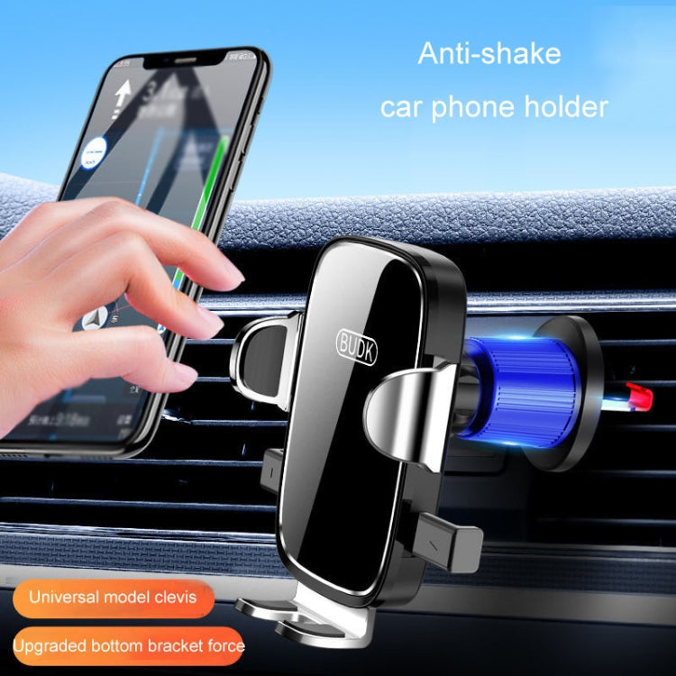 BUDK Anti-shake Car Phone Bracket Car Navigation Air Vent Fixed Gravity Support Stand(Black) - Car Holders by BUDK | Online Shopping UK | buy2fix