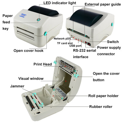 Xprinter XP-450B USB Port Supermarket Cashier Barcode Thermal Printer(UK Plug) - Printer by Xprinter | Online Shopping UK | buy2fix