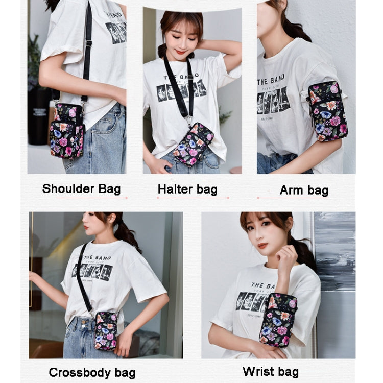 Printed Crossbody Mobile Phone Bag Mini Wallet With Arm Band, Style: Rural Flower - Single-shoulder Bags by buy2fix | Online Shopping UK | buy2fix