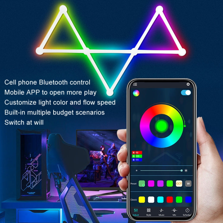 JSK-P22 5V Bluetooth RGB Stitching Light E-Sports Atmosphere Decorative Lamp, Style: 6 Sections+USB To DC Line+US Plug(White) - Novelty Lighting by buy2fix | Online Shopping UK | buy2fix