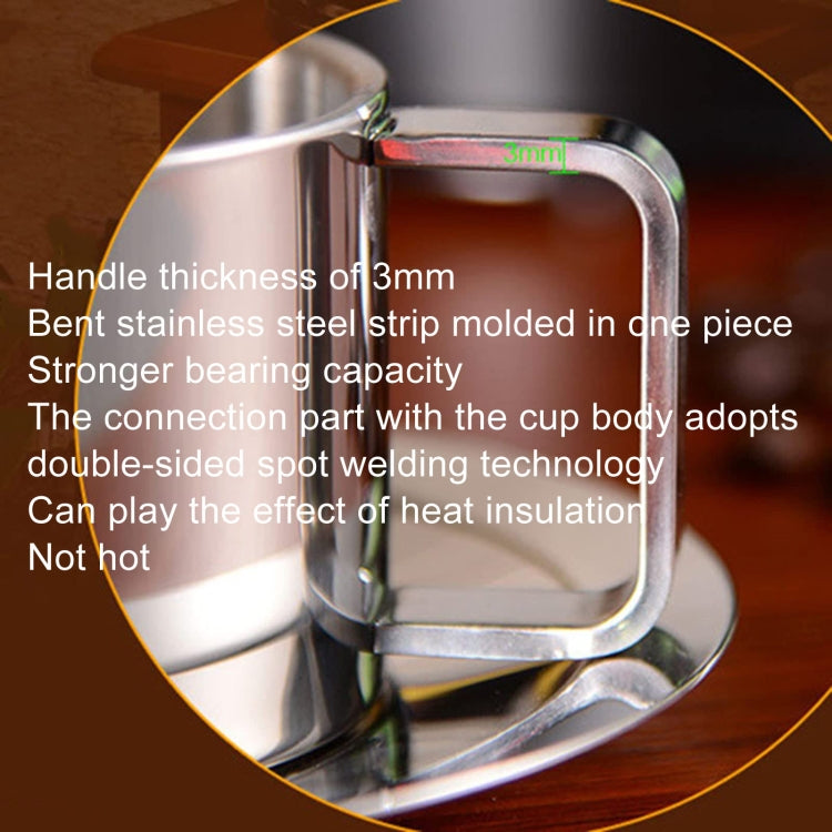 304 Stainless Steel 3 In 1 Double Layer Coffee Cup With Dish and Spoon Heat Insulation and Anti-Scald Milk Tea Mug(Stainless Steel Color) - Vacuum Thermoses & Cups by buy2fix | Online Shopping UK | buy2fix