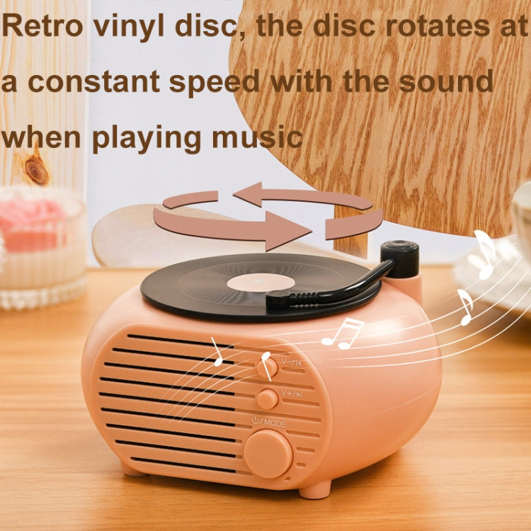 Retro Mini Record Player Wireless Bluetooth Speaker Multifunctional Card Desktop Speaker(Pink Black) - Desktop Speaker by buy2fix | Online Shopping UK | buy2fix