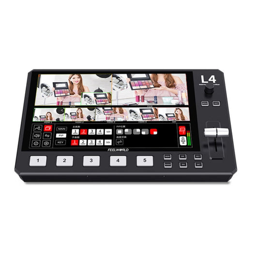 FEELWORLD L4 Multi-Camera Video Mixer Switcher 10.1" Touch Screen USB 3.0 Fast Streaming(EU Plug) - On-camera Monitors by FEELWORLD | Online Shopping UK | buy2fix