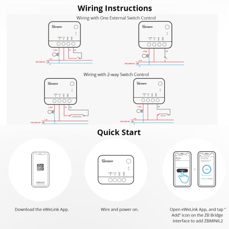 SONOFF ZBMINI L2 Single Fire Dual Control Intelligent On/Off Switch Module Cell Phone Remote Voice Control Switch - Smart Switch by SONOFF | Online Shopping UK | buy2fix