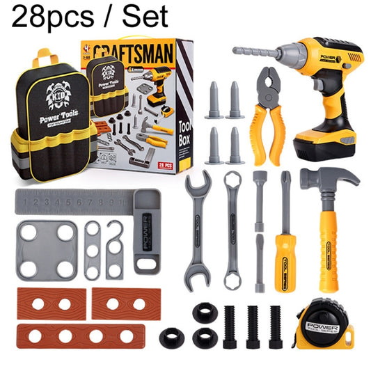 28pcs / Set Children Toolbox Toy Set Pretend Role Playing Simulation Repair Tools, Model: T025 - Pretend Play Toys by buy2fix | Online Shopping UK | buy2fix