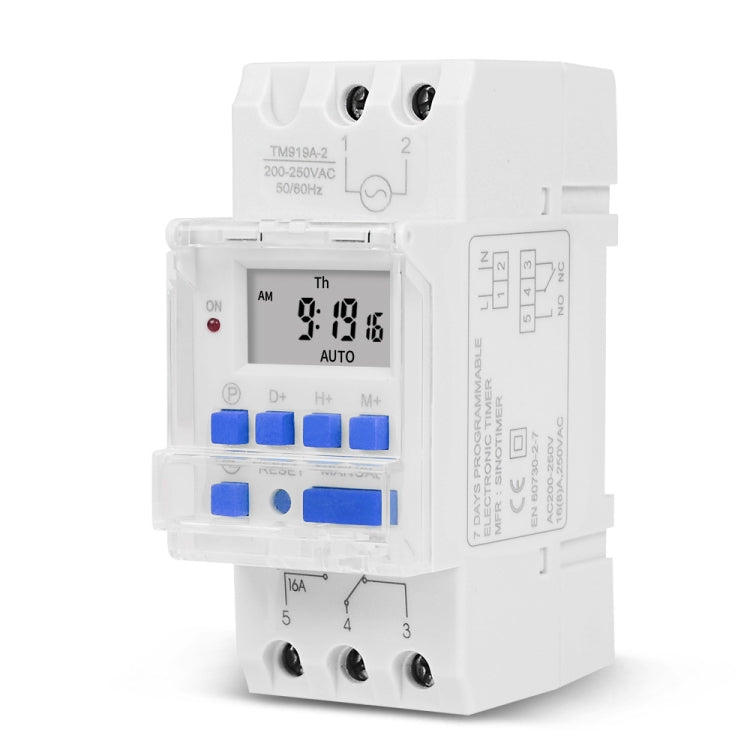 SINOTIMER TM919A-4 12V 16A Din Rail Mount Digital Timer Switch Microcomputer Weekly Programmable Time Relay Control - Switch by SINOTIMER | Online Shopping UK | buy2fix