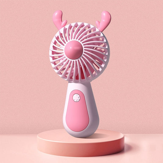 Cute Cartoon Handheld Small Fan Mini Portable USB Charging Fan, Size: Deer(Pink) - Electric Fans by buy2fix | Online Shopping UK | buy2fix