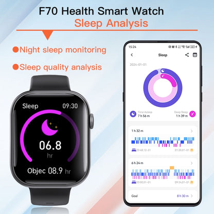 F70  2.1 Inch Screen Smart Watch With Blood Sugar/Blood Oxygen Monitoring /SOS Alarm/100+ Sports Modes, Color: Black Bamboo - Smart Watches by buy2fix | Online Shopping UK | buy2fix