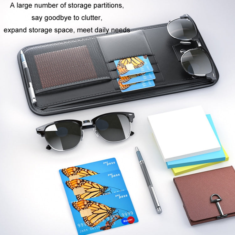 Car Sun Visor Card Glasses Holder Zipper Storage Bag(Beige) - Sunglasses & Glasses Clips by buy2fix | Online Shopping UK | buy2fix