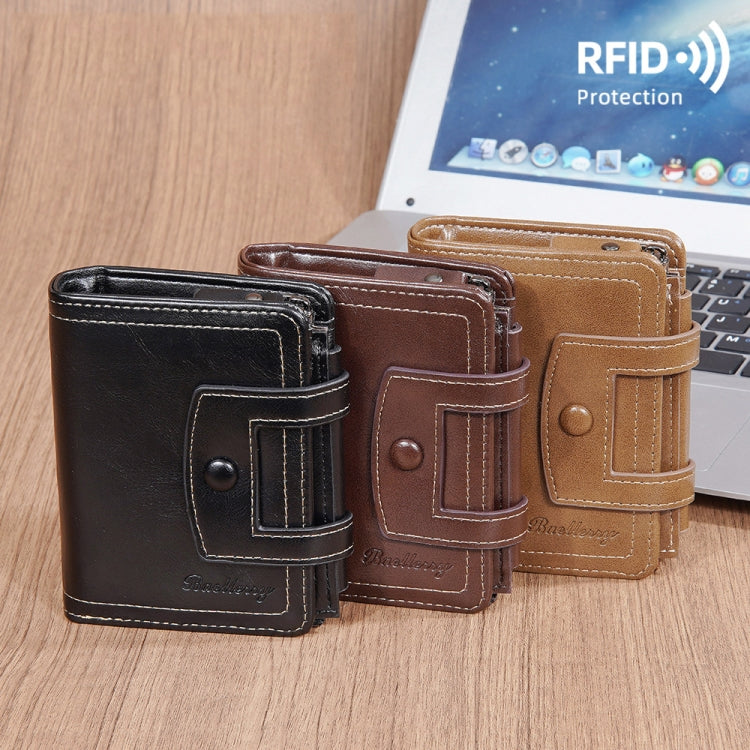 Baellerry D5112 RFID Anti-Theft Multi-Card Slot Buckle Tri-fold Zipper Short Wallet Coin Purse(Coffee) - Antimagnetic RFID Package by Baellerry | Online Shopping UK | buy2fix