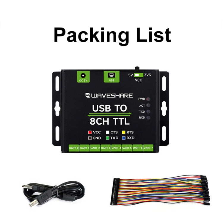 Waveshare 27076 Industrial USB TO TTL UART Serial Communication Module Converter(USB TO 8CH TTL) - Modules Expansions Accessories by Waveshare | Online Shopping UK | buy2fix