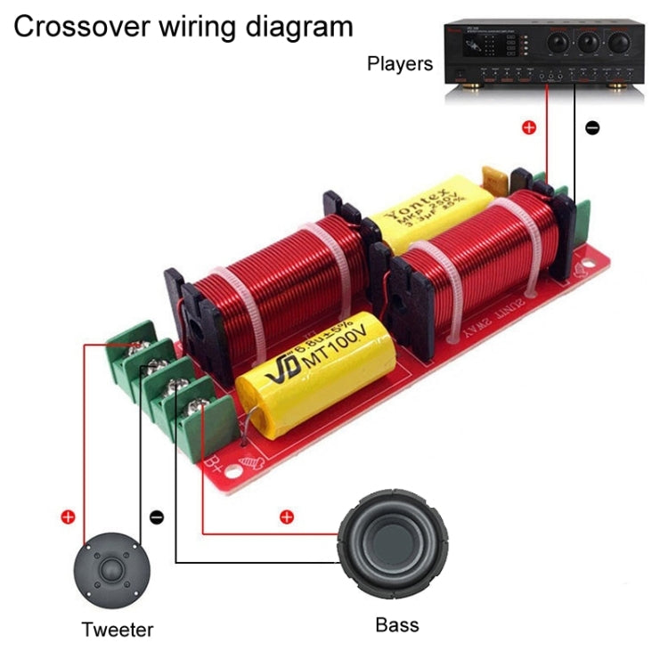 WEAH-2503 High and Low 2-way Speaker Crossover Hi-Fi Home Audio Solderless Divider(B Type Red Capacitor) - Audio Crossover by buy2fix | Online Shopping UK | buy2fix