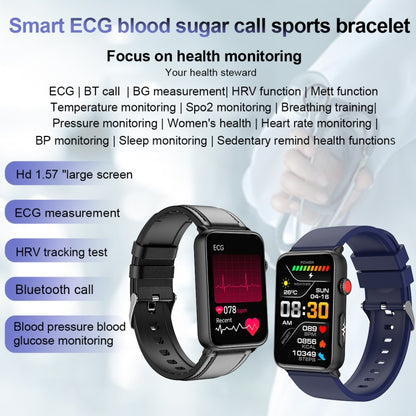 Smart Watch Ring ECG Temperature Heart Rate Blood Pressure Health Bluetooth Talking Watch, Color: Red Silicone - Smart Wristbands by buy2fix | Online Shopping UK | buy2fix