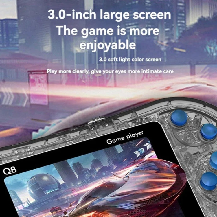 Q8 Handheld Game Console 3.0 Inch Screen Support TV Connection Built In 800 Games Singles Transparent Gray - Pocket Console by buy2fix | Online Shopping UK | buy2fix