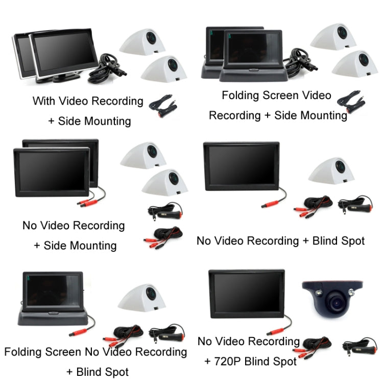 5 Inch AHD Video Monitor Car Reversing High-Definition Camera, Specification: No Video Recording + Side Mounting - Rear View Cameras by buy2fix | Online Shopping UK | buy2fix