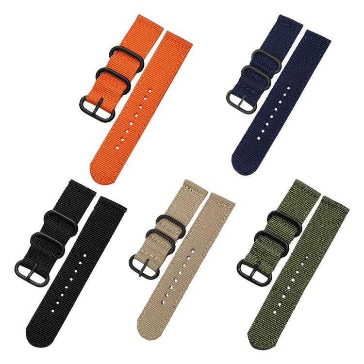 Washable Nylon Canvas Watchband, Band Width:20mm(Khaki with Black Ring Buckle) - Watch Accessories & Parts by buy2fix | Online Shopping UK | buy2fix