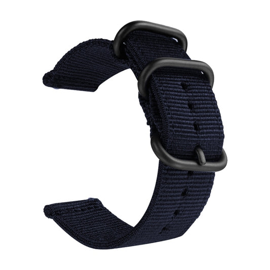 Washable Nylon Canvas Watchband, Band Width:22mm(Dark Blue with Black Ring Buckle) - Watch Accessories & Parts by buy2fix | Online Shopping UK | buy2fix