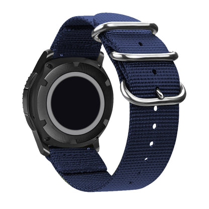 Washable Nylon Canvas Watchband, Band Width:24mm(Dark Blue with Silver Ring Buckle) - Watch Accessories & Parts by buy2fix | Online Shopping UK | buy2fix