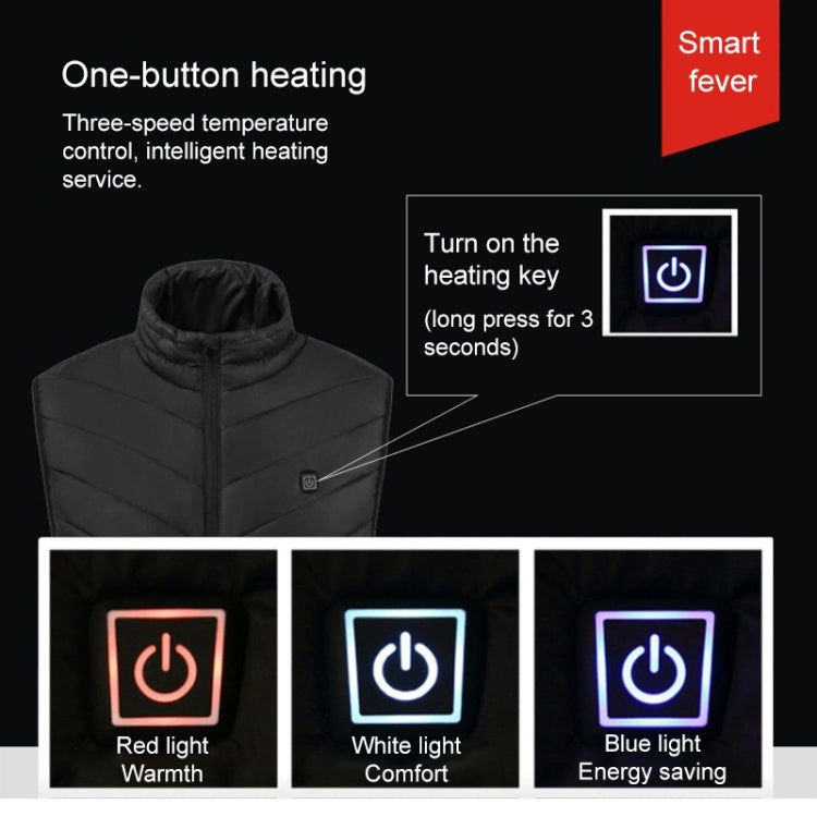 USB Security Smart Constant Temperature Fever Men Stand Collar Cotton Vest (Color:Red Size:XL) - Down Jackets by buy2fix | Online Shopping UK | buy2fix