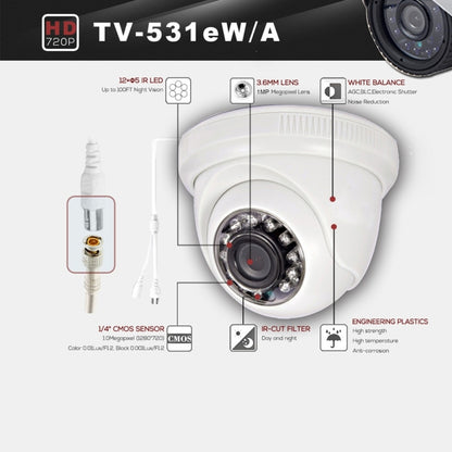 531eA CE & RoHS Certificated Waterproof  3.6mm 1MP Lens AHD Camera with 12 IR LED, Support Night Vision & White Balance - Security by buy2fix | Online Shopping UK | buy2fix