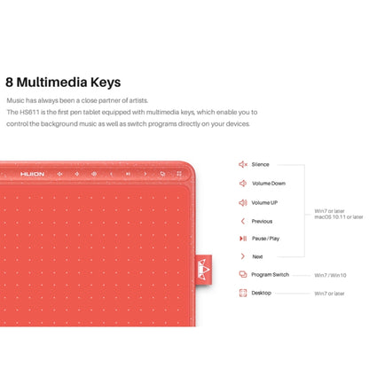 HUION HS611 5080 LPI Touch Strip Art Drawing Tablet for Fun, with Battery-free Pen & Pen Holder(Blue) -  by HUION | Online Shopping UK | buy2fix