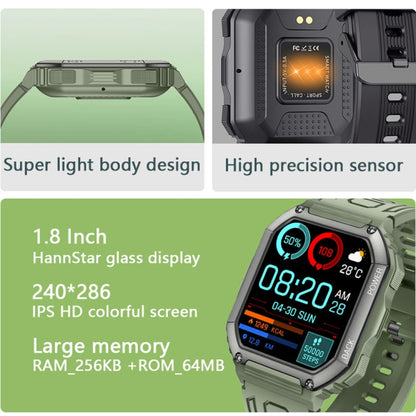 KR06 Waterproof Pedometer Sport Smart Watch, Support Heart Rate / Blood Pressure Monitoring / BT Calling(Green) - Smart Wear by buy2fix | Online Shopping UK | buy2fix