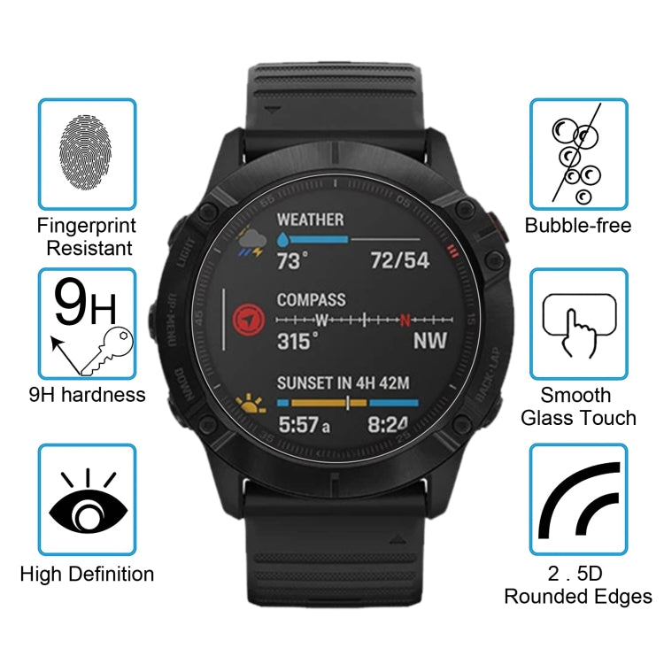 For Garmin Fenix 6 Pro 0.26mm 2.5D 9H Tempered Glass Film Screen Protector - Screen Protector by buy2fix | Online Shopping UK | buy2fix