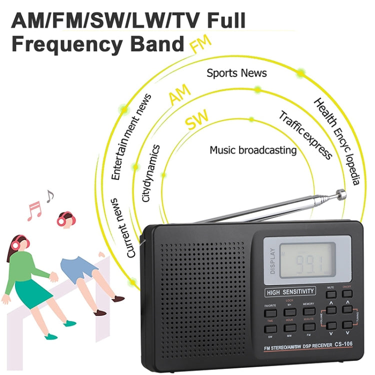 CS-106 9KHZ Multifunctional Full Band Digital Demodulation Stereo Radio Receiver - Consumer Electronics by buy2fix | Online Shopping UK | buy2fix