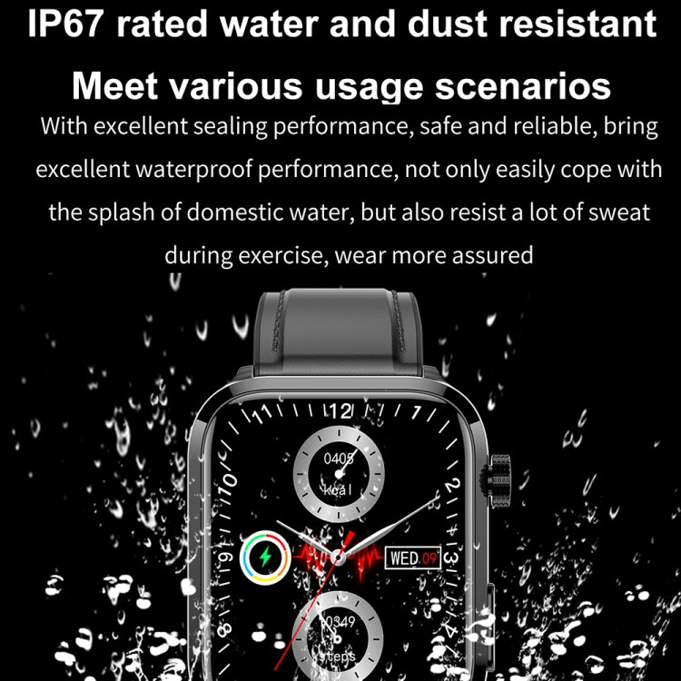 ET210 1.91 inch IPS Screen IP67 Waterproof Leather Band Smart Watch, Support Body Temperature Monitoring / ECG (Black) - Smart Watches by buy2fix | Online Shopping UK | buy2fix