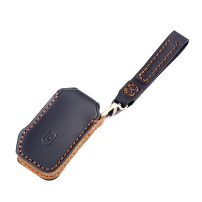 For Kia Sorento / Seltos 2021 / K5 Hallmo Car Cowhide Leather Key Protective Cover Key Case(Black) - In Car by Hallmo | Online Shopping UK | buy2fix