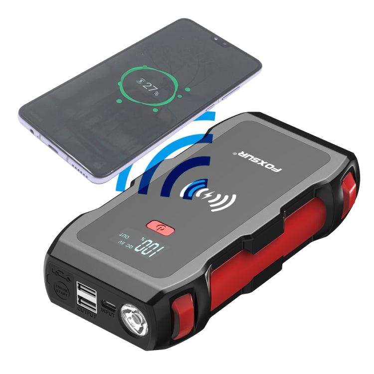 FOXSUR FJS-700 12V Car Multifunctional Wireless Charging Emergency Start Power Supply (Red) - Power Bank by FOXSUR | Online Shopping UK | buy2fix