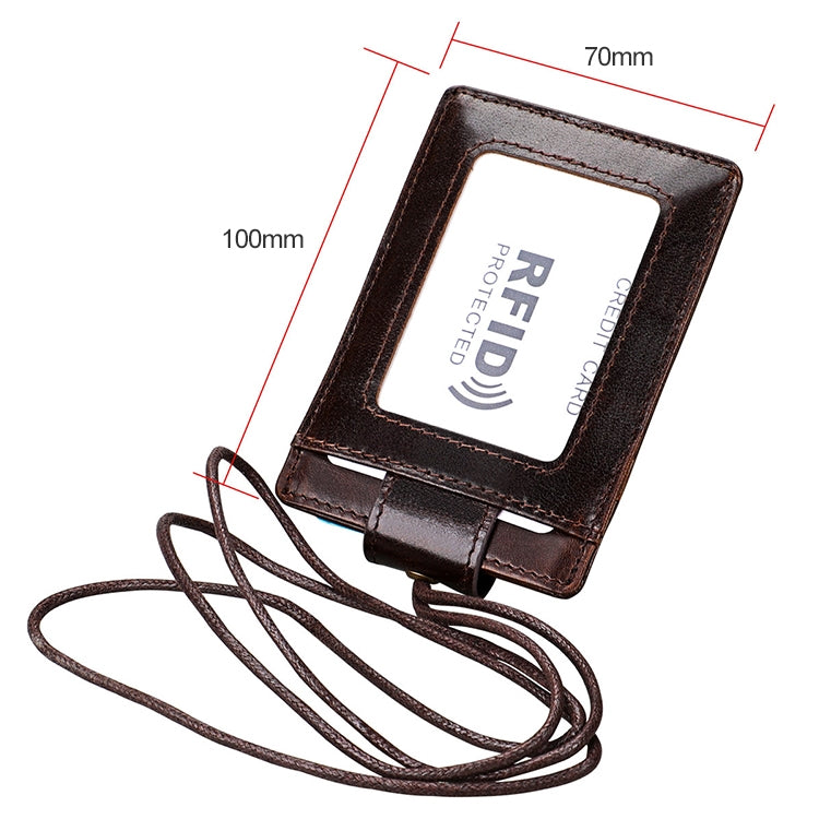 KB153 Antimagnetic RFID Leather Card Holder ID Card Badge with Lanyard(Coffee) - Home & Garden by buy2fix | Online Shopping UK | buy2fix