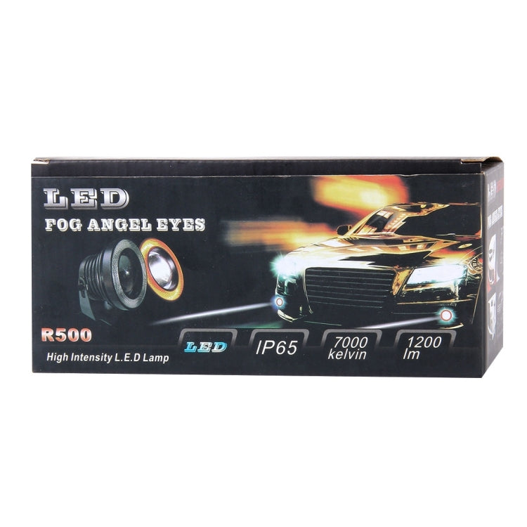 2 PCS 2.5 inch DC12-24V 10W 900LM 6500K Car Angel Eyes Fog Lamp Foglight, Cable Length: 20cm(White Light + White Light) - Fog / Driving Lights by buy2fix | Online Shopping UK | buy2fix