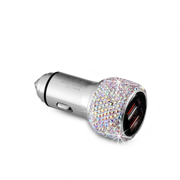 Car Diamond Aluminium Alloy QC3.0 Dual USB Quick Charger(Colour) - In Car by buy2fix | Online Shopping UK | buy2fix