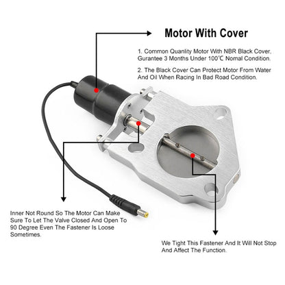 Universal Car 2.5 inch Stainless Steel Racing Electric Exhaust Cutout Valves Control Motor Kit - In Car by buy2fix | Online Shopping UK | buy2fix