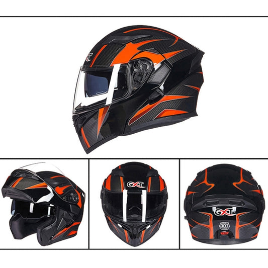 GXT Motorcycle ABS Shell Anti-fog  Double-len Inner Sun Visor Safety Helmet, Size: M(Black Red) - Helmets by GXT | Online Shopping UK | buy2fix