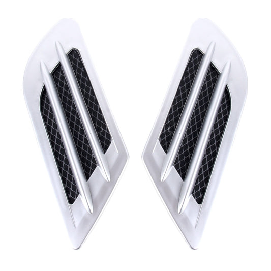 2 PCS Euro Style Plastic Decorative Air Flow Intake Turbo Bonnet Hood Side Vent Grille Cover With Self-adhesive Sticker(Silver) - In Car by buy2fix | Online Shopping UK | buy2fix