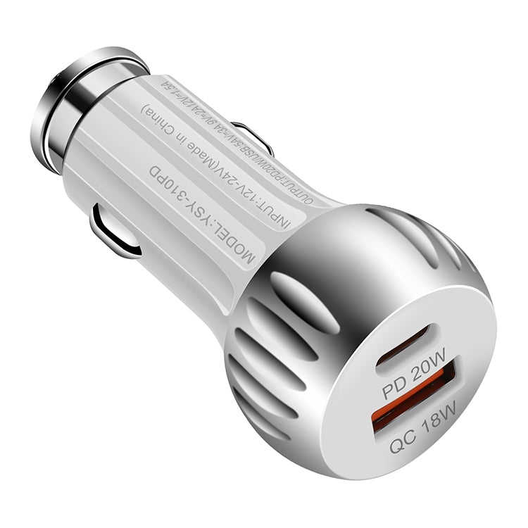 ACC-310 PD 20W + QC3.0 38W Dual Ports Fast Charging Car Charger (White) - In Car by buy2fix | Online Shopping UK | buy2fix