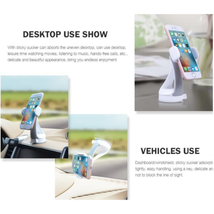 GB-452 Universal Car Suction Cup Mount Bracket Phone Holder (White) - In Car by buy2fix | Online Shopping UK | buy2fix