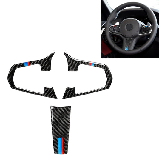 3 in 1 Car Carbon Fiber Tricolor Steering Wheel Button Decorative Sticker for BMW 5 Series G30 X3 G01, Left and Right Drive Universal -  by buy2fix | Online Shopping UK | buy2fix