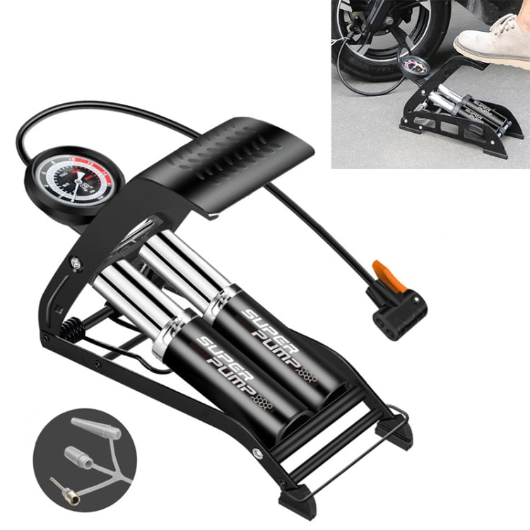 0903E Car / Motorcycle / Bicycle Portable High Pressure Double Pipe Inflatable Cylinder Pedal Air Pump - In Car by buy2fix | Online Shopping UK | buy2fix
